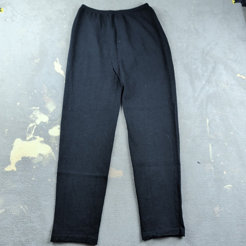 Helen Hsu N.Y. M Womens Black Knit Elastic Waist Straight Leg Pants Professional